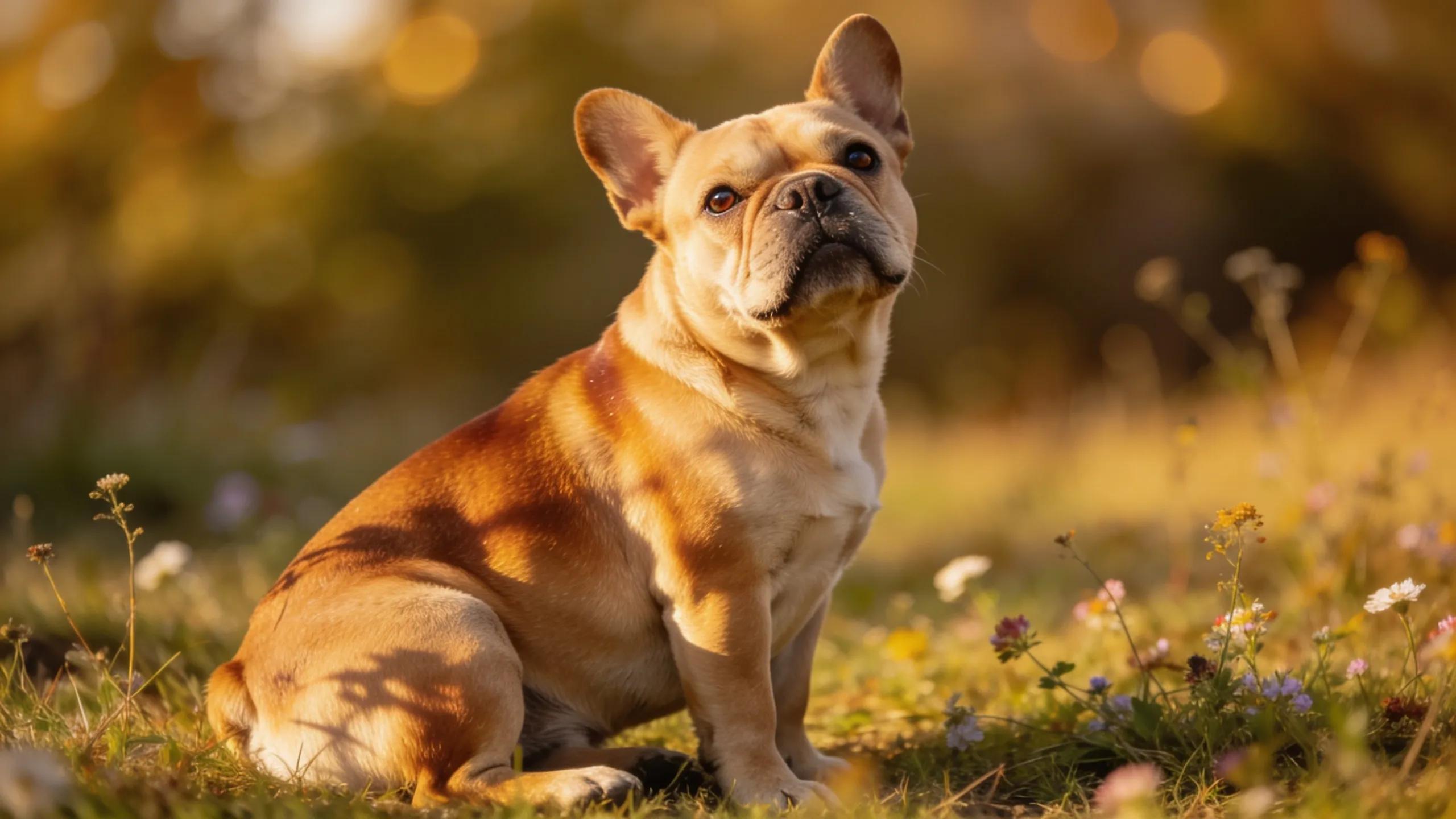 Fawn French Bulldog showcasing vibrant coat colors in a natural outdoor setting